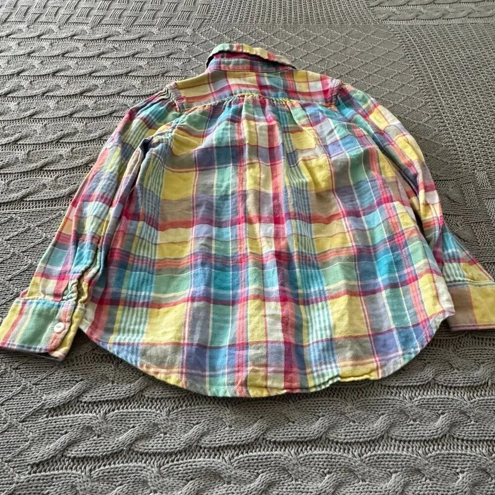 Ralph Lauren Pastel Plaid Ruffled Button Down ~ 5